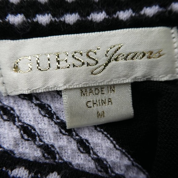 Guess Jeans V Neck Sweater Contrasting Dash Stripes Silk Flutter Sleeves Fitted - Picture 5 of 9